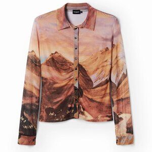 Gathered Tulle Landscape Long Sleeve TShirt - NWT